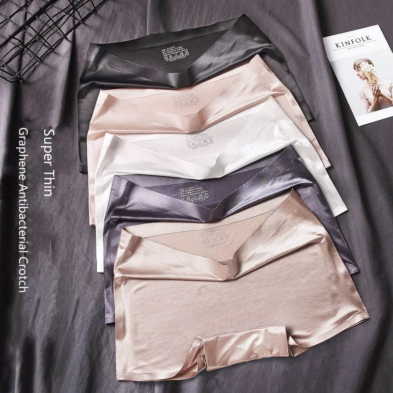 Women's panties antibacterial health boxer female underwear solid color breathable middle waist ladies lingerie ice silk soft