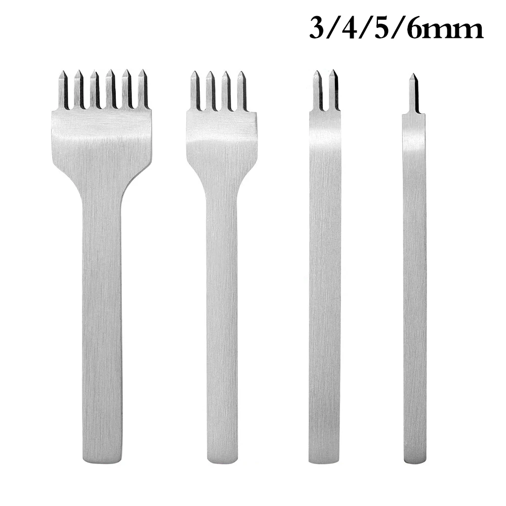 4Pcs Leathercraft Spacing Punch Tool 3/4/5/6mm Lacing Stitching Sewing DIY Sewing Leather Craft Tools Kit  1/2/4/6 Prong