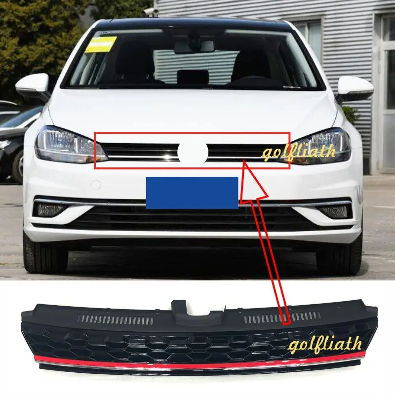 GOLFLIATH For volkswagen Golf MK7.5 badgeless Front Center Grille Black Chrome ABS Radiator Hood Upper meshed Grill