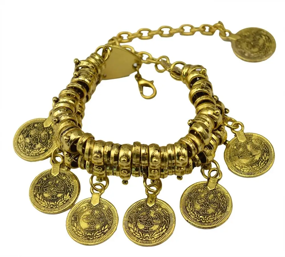 Afghan Vintage Coin Tassel Bracelets for Women Female Metal Turkish Gypsy Ethnic Bracelets Gypsy Turkish Party Jewelry Gift