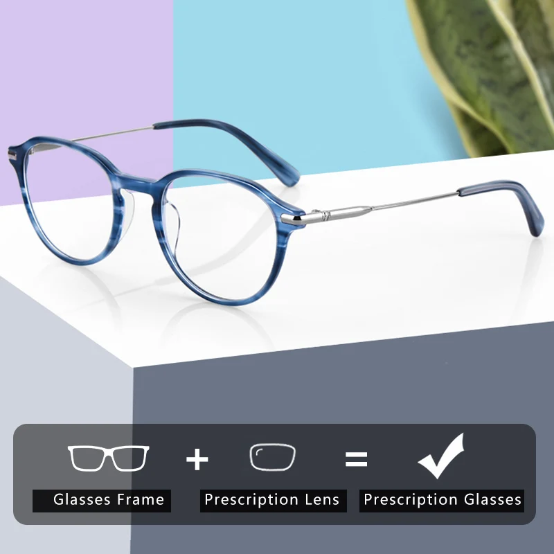 ZENOTTIC Acetate Prescription Eyeglasses Men Women Round Optical Glasses Frames Photochromic Myopia Hyperopia Computer Eyewear