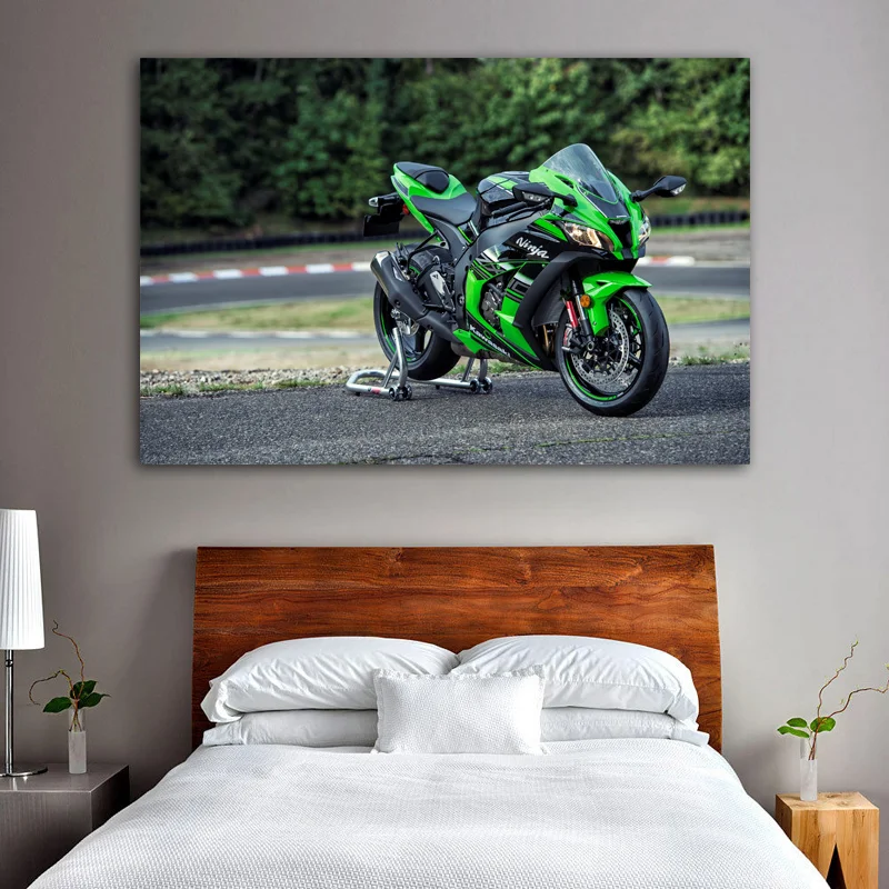 Superbike Kawasaki Ninja ZX 10R Wallpaper Canvas Print Posters Wall Art Painting for Living Room Decor