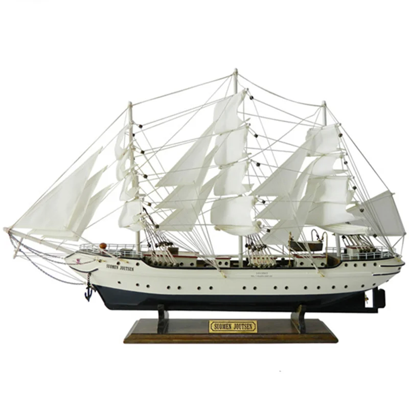 Hot Selling Wooden Sailboat Model Ornament Solid Wood Living Room Decoration Ship European Style Gift