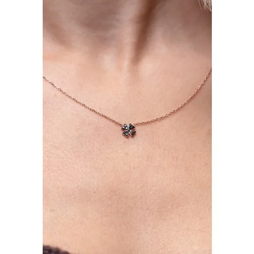 925 Sterling Silver Necklace Jewelry Silver Black Zircon Stone Clover Model Silver Necklace Women Fashion Gift Surprise Wedding