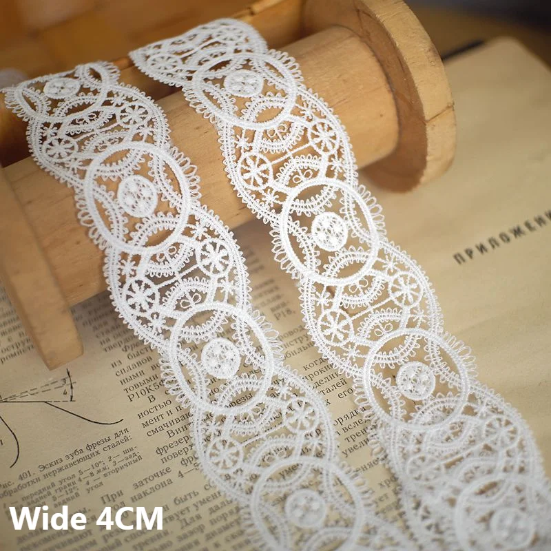 4CM Wide Exquisite White Black Embroidered Lace Ribbon Collar Neckline Cuffs Trimming DIY Material Sewing Patchwork Decoration