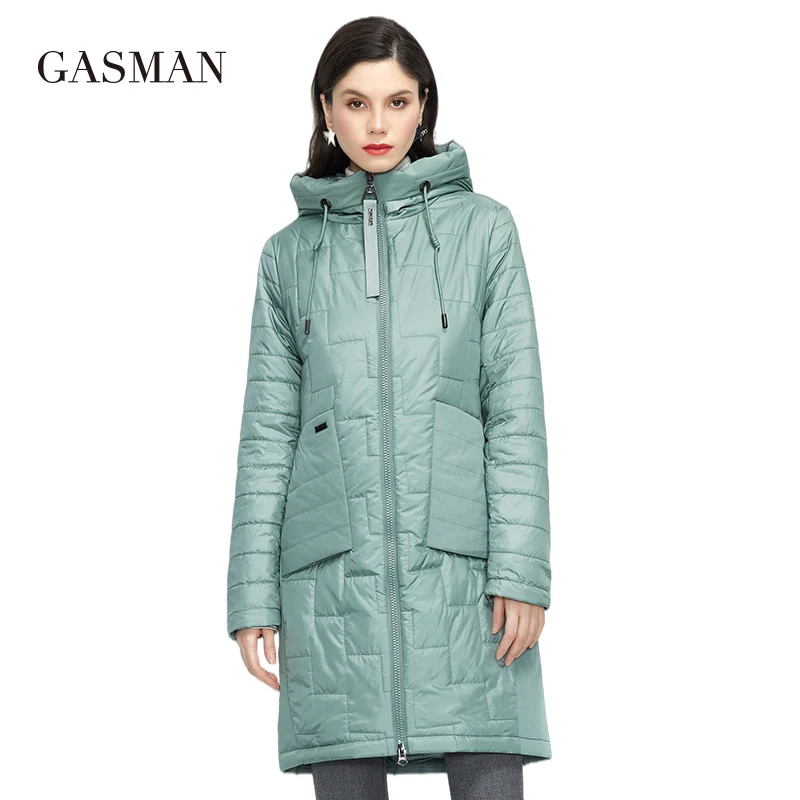 GASMAN 2022 NEW Spring Autumn Jacket fashion casual coat women long parka Thin Cotton hooded high quality women\'s jackets 81868