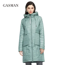 GASMAN 2022 NEW Spring Autumn Jacket fashion casual coat women long parka Thin Cotton hooded high quality women's jackets 81868