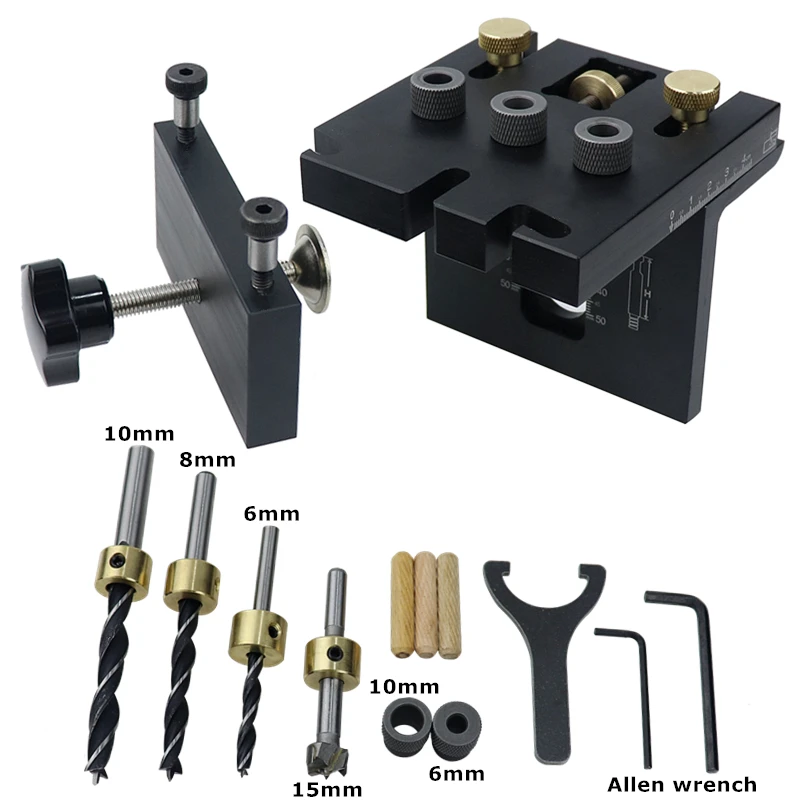 มัลติฟังก์ชั่ไม้ Doweling Jig ชุดปรับเจาะท่องเที่ยว Puncher Locator สำหรับเฟอร์นิเจอร์เชื่อมต่อช่างไม้เครื่องมือ