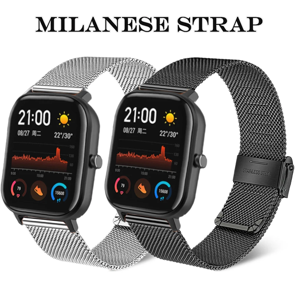 Stainless Steel Metal Straps For Xiaomi Huami Amazfit GTS 2 Mini/GTS 2E Smart Watch Band 20MM Wristband For Amazfit Bip S U Lite