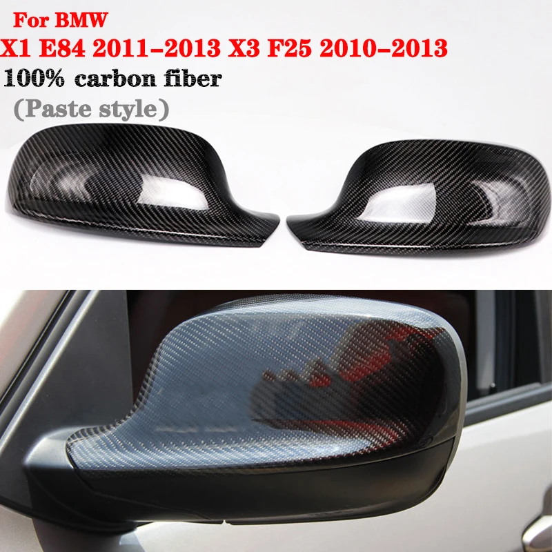 

1 pair Real Carbon Fiber Side Mirror Cover Caps Sticker Add-on For BMW X1 E84 2011 2012 2013 X3 F25 2010-2013 car accessories