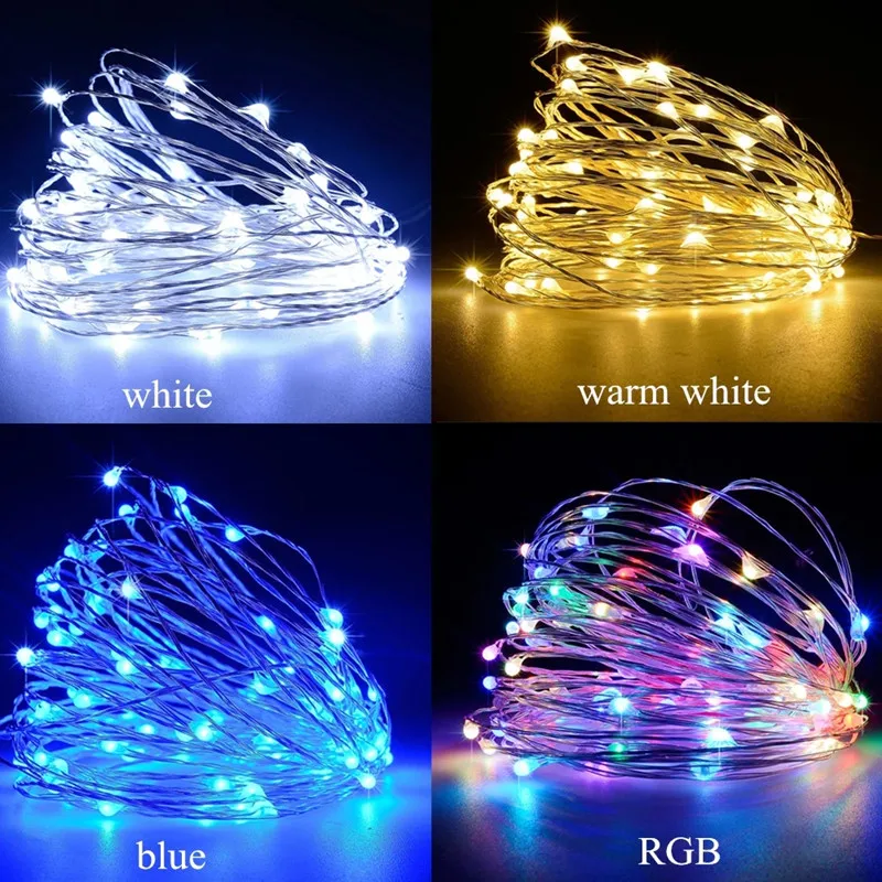 LED Fairy Lights Battery Operated Remote Copper Wire Light Garland Christmas Wedding Party String Lights For Home Decoration