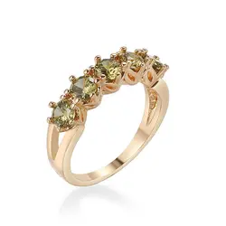 MxGxFam Olive Green CZ Rings For Women Lovely Jewelry Gold-color 18 k AAA+ Cubic Zircon