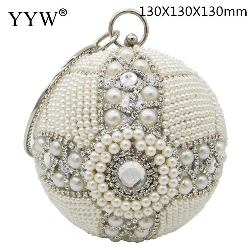 YYW Ladies Sparkly Rhinestone Round Evening Clutch Bag Elegant Handbags Wedding Bridal Party Purse Crystal Clutch Purse Gold