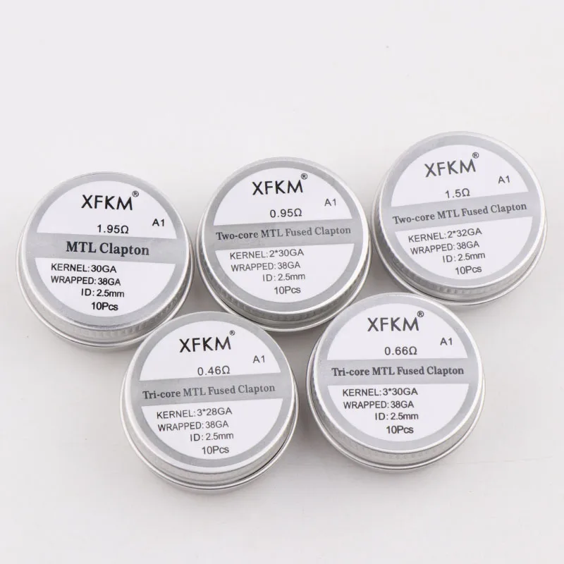 NEW XFKM 10PCS/box NI80/A1/SS316L MTL Clapton Prebuilt Coils Premade Coil for MTL RDA RTA RBA  Mod Heating Wire