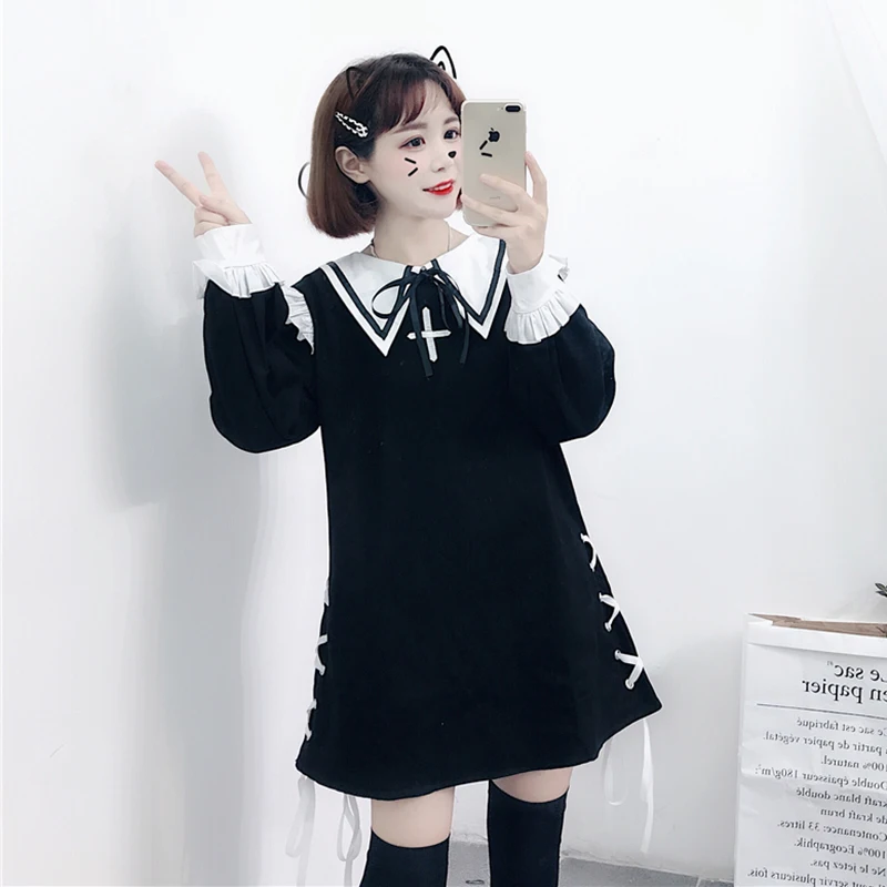 2020 spring new Japanese loli soft girl embroidery fungus stitching sweet bandage lantern sleeve dress female lolita costumes