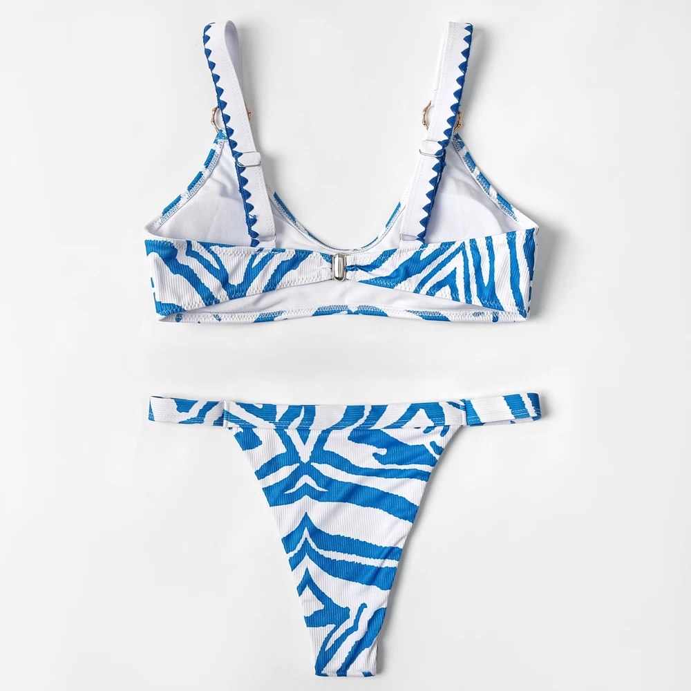 ZTVitality Zebra Print Whip Stitch Sexy Bikini 2022 New Arrival Padded Bra Low Waist Swimsuit Female Swimwear Women Beach Wear