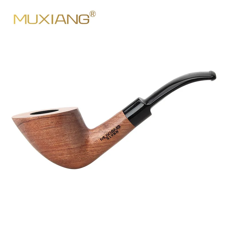 RU-Handmade Rosewood Tobacco Pipe Smoke Solid Wood Bent Stem Tobacco Pipe 9mm Filter with 10 Smoking Tools Accessories ad0011