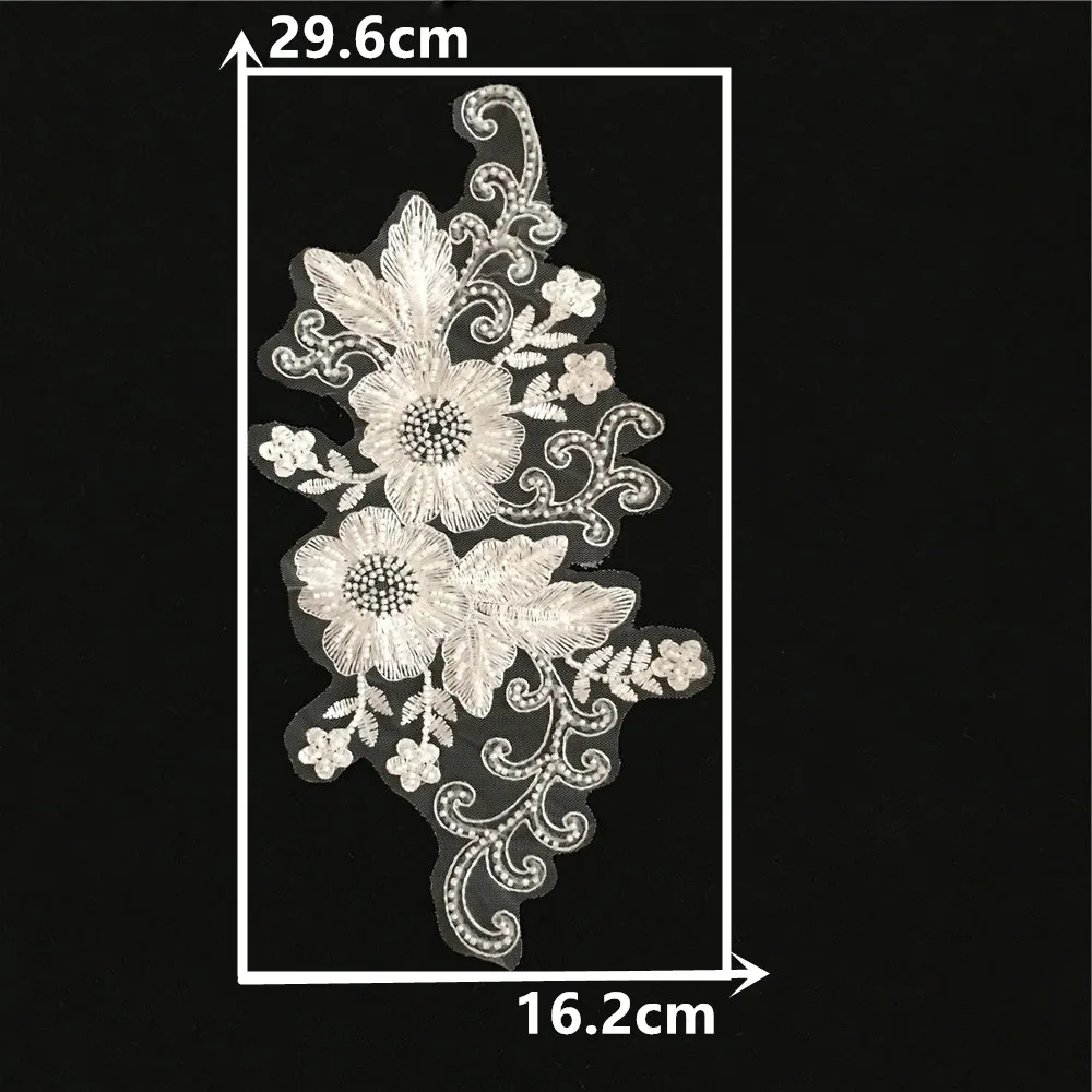 Black and white decoration ABC pearl sequin applique bead embroidery accessories DIY craft supplies fabric 1 piece for sale