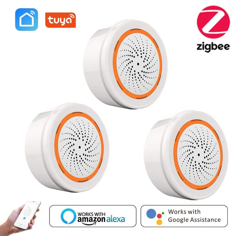 ZigBee NEO 90DB Sound Light Sensor Tuya Smart Life Built-in Siren Alarm Sensor Smart Home Security Systems for Alexa Google Home