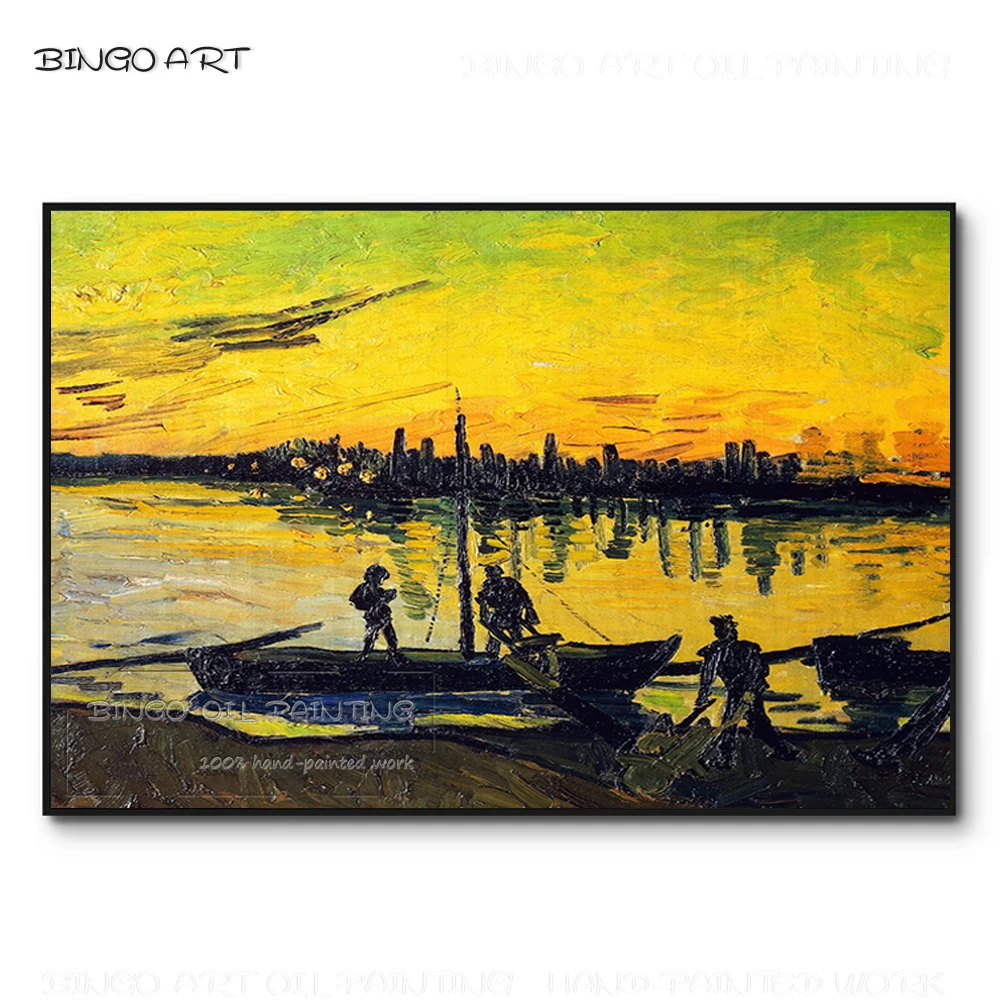 Artist Hand-painted High Quality Loader Under Sunset Oil Painting on Canvas Reproduce Van Gogh Loader Painting for Wall Decor