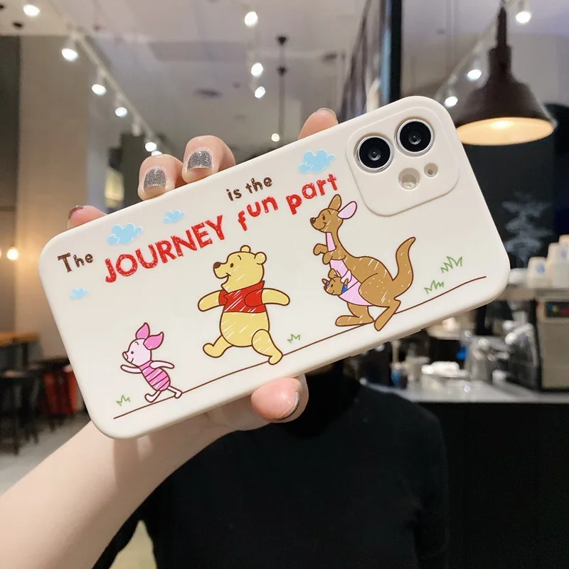 Disney Winnie The Pooh Silicone Black Cover For Apple IPhone 12 Mini 11 Pro XS MAX XR X 8 7 6S 6 Plus 5S SE Phone Case