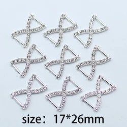 Fibbia in lega lucida con strass 10 pezzi 17*26mm a forma di H decorazione regalo nastro intimo connessione fibbia accessori gioielli fai da te