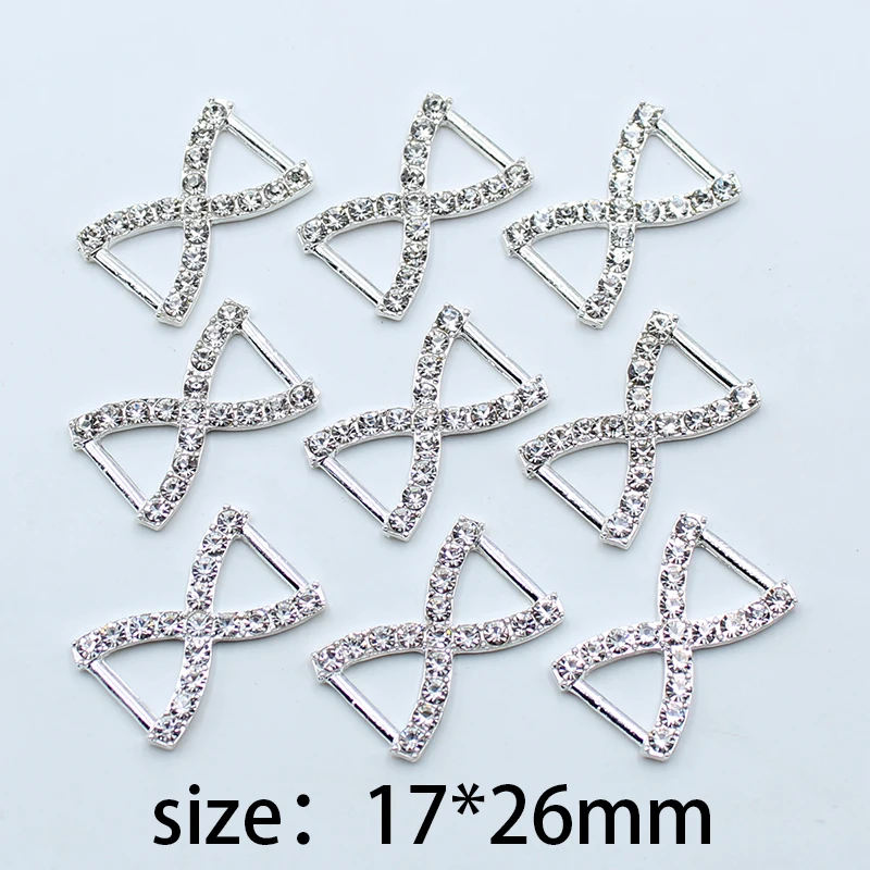 Shiny alloy rhinestone buckle 10pcs 17*26mm H-shaped gift decoration ribbon underwear connection buckle DIY jewelry accessories