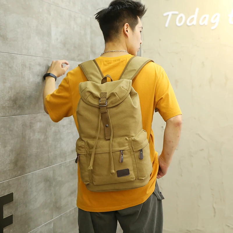 20L Canvas Backpack Men 18inch Laptop Backpacks Large Male Mochilas Casual Schoolbag For Teenagers Boys Men Rucksack Backbag