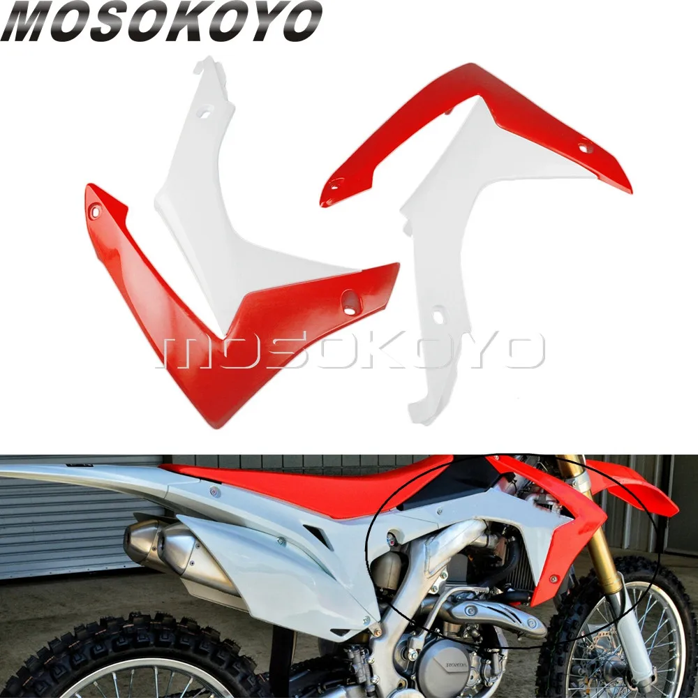 

1 Pair Dirt Pit Bike Front Radiator Shrouds Cover MX Enduro Oil Tank Side Guard For Honda CRF250R 2014-2017 CRF450R 2013-2016