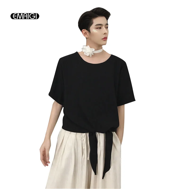 Men Short Style Black White T-shirt Summer Male Fashion Casual Short Sleeve Tee Shirts