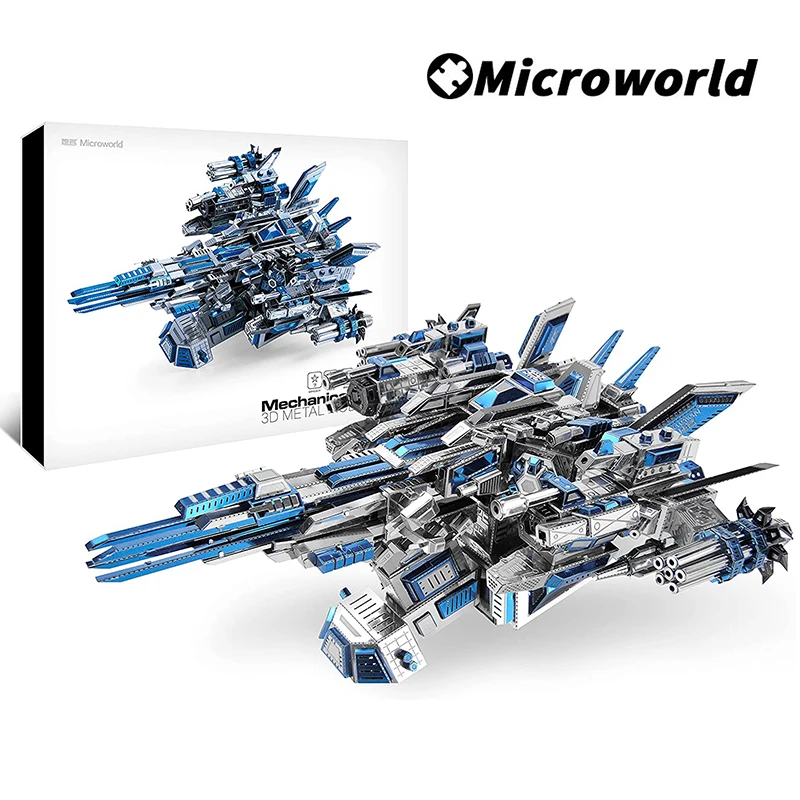 Microworld 3D โลหะปริศนาของเล่นยานอวกาศชุดประกอบจิ๊กซอว์ของขวัญวันเกิดคริสต์มาสสําหรับปีใหม่เดสก์ท็อปตกแต่ง