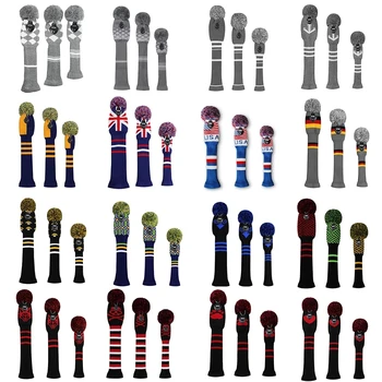 3 Teile/satz Golf clubs Headcover Gestrickte Hybrid UT Fahrer Fairway Holz 1 3 5 Holz Stricken