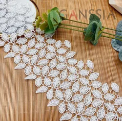 1 Yard Width:9.5cm Stylish Ivory White Leaves Design Laces Water Soluble Polyester Silk Lace for Sewing Embellishment(KK-570)