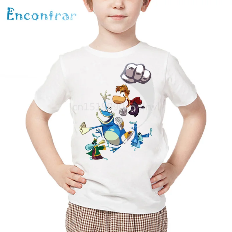 Boys Cartoon Rayman Legends Adventures Game Print T shirt Baby Girls Summer White Tops Kids Casual Funny T-shirt