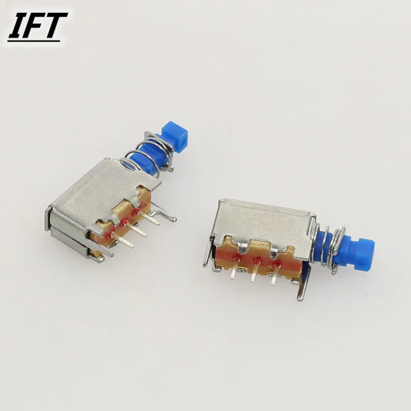 10Pcs Free shopping A05 3pin TV Power Switch With Spring Self-locking Blue DC 12V 50MA Unidirection Push-button Switch