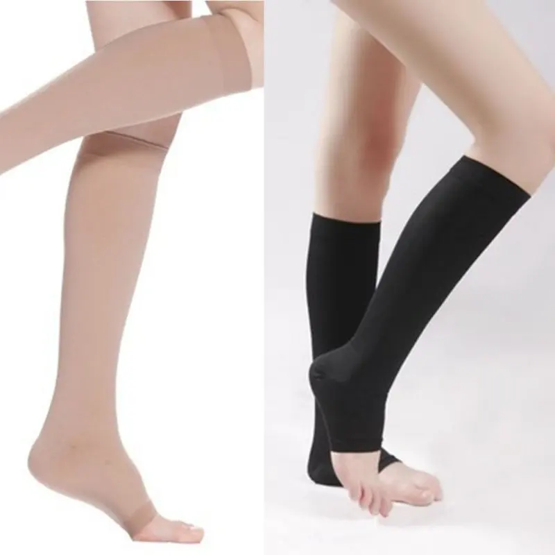 Compression Stockings Knee High Open Toe Support Stockings 18-21mm Fitness Running Leg Warmers Sports Socks