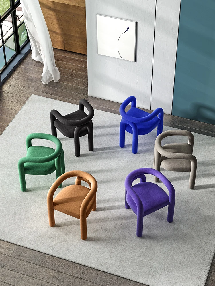 Modern Creative and Slightly Luxury Special-Shaped Arc Armrest Elbow Single-Seat Sofa Chair Model Room Leisure Chair