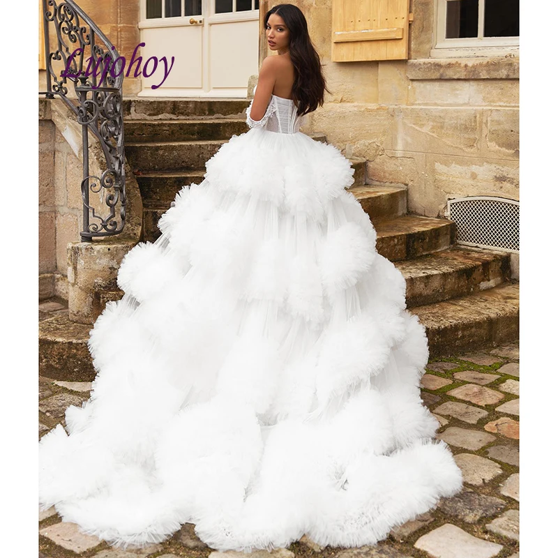 Elegant Puffy Wedding Dresses Plus Size Ball Gown Bridal Bride Dress Wedding Gowns