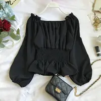 Youth Elegant Blouse Women Chiffon Fashion Blouse Off Shoulder White Shirt Ruffle Puff Sleeve Top Office wear 2022 4