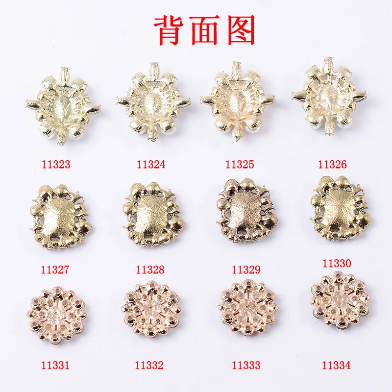 5 Stks/partij Acryli Oude Alloy Rhinestone Knoppen Bloem Ronde Plaat Diamant Gesp Diy Voor Schoenen Kleding Hand-Made Materiaal