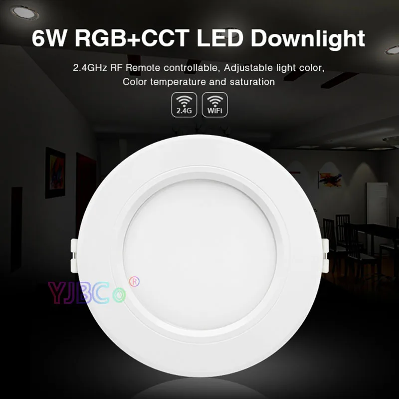 

Miboxer 6W RGB+CCT LED Downlight FUT068 Round AC 100V-240V Brightness adjustable smart LED Ceiling Spotlight