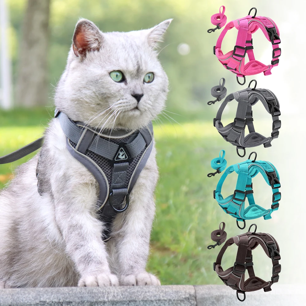 

Mesh Nylon Cat Harness Leash Set Reflective Puppy Kitten Vest Breathable Pet Harness With Lead Rope For Small Medium Dogs Cats