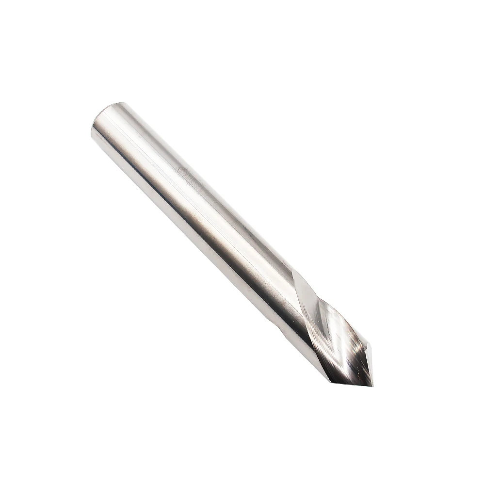 HRC55-Fresa de extremo de carburo sólido de 90 grados, 2 ranuras, cortador de chaflán, taladro central para aluminio y acero CNC