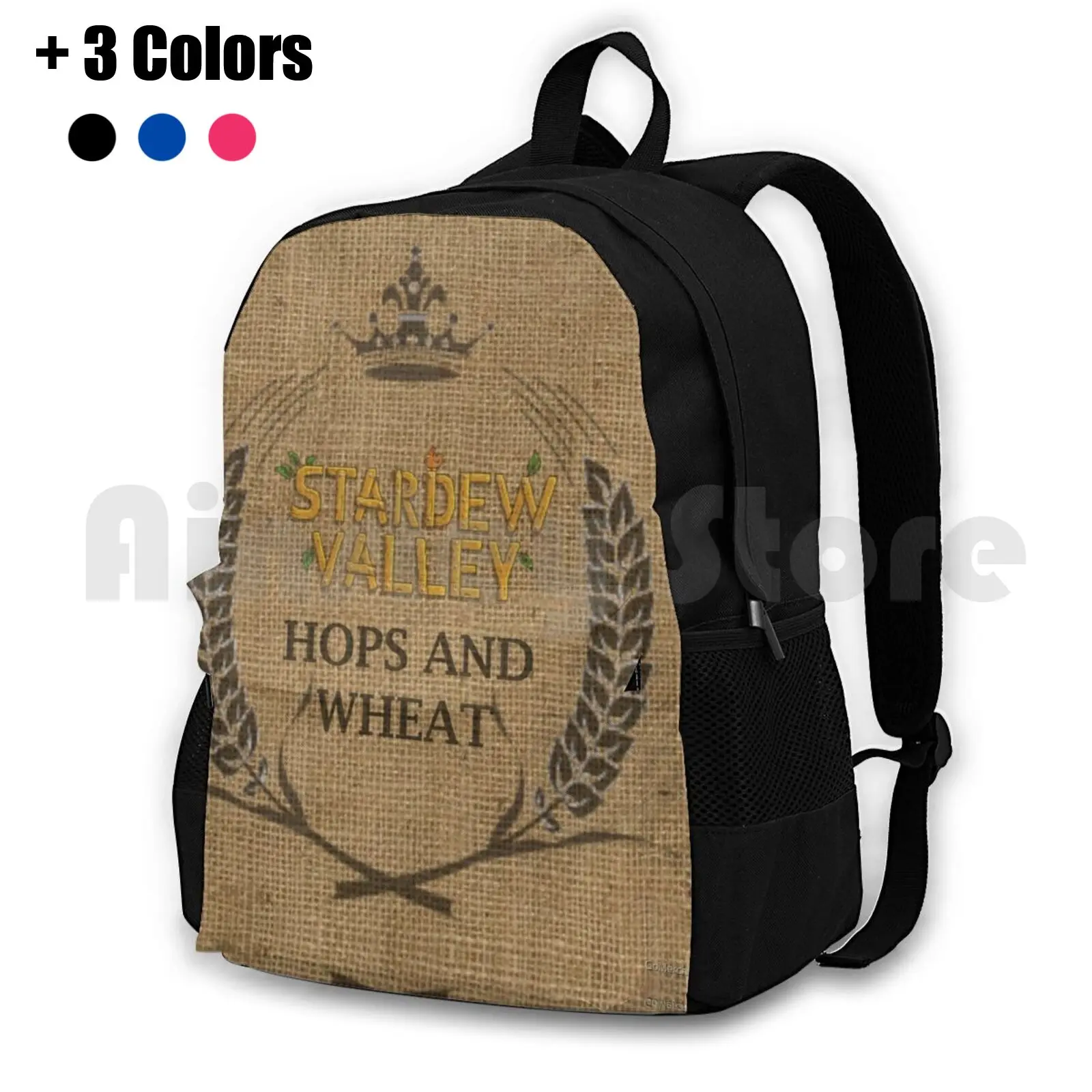 Hops & Wheat Crop Vintage Burlap Sack Outdoor Hiking Backpack Riding Climbing Sports Valley Burlap Vintage Sack