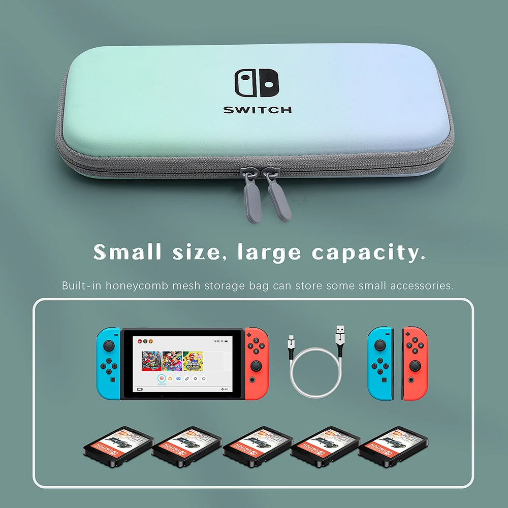 하드 쉘 콘솔 스토리지 캐리 가방 닌텐도 스위치 액세서리에 대한 5 게임 카드 슬롯과 안티 스크래치 소프트 벨벳 파우치 케이스