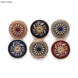 5pcs Retro Carved Round Metal Shank Buttons Sewing Scrapbooking Home Clothing Replace Handmade Crafts Accessories Decor