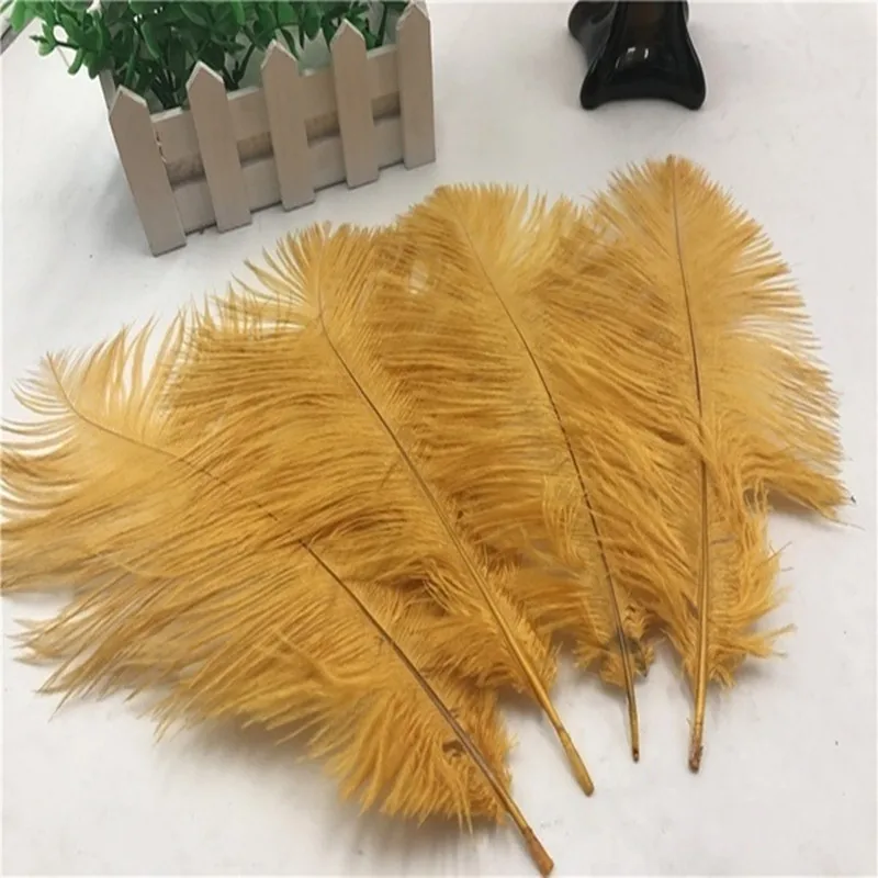 golden ostrich feather 10 PCS feather length 8-10 inch / 20-25 cm of wedding to decorate a variety of color optional