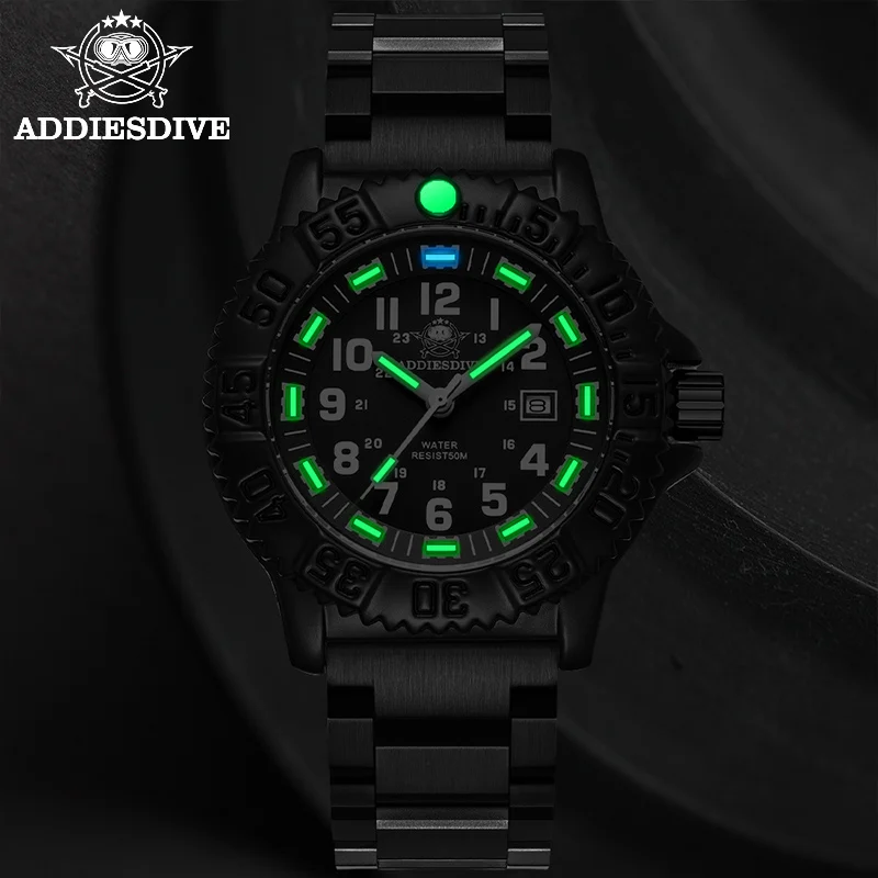 ADDIES Military watch NATO Nylon Quartz Watches Mineral Glass Stainless Steel Outdoor Luminous Trachea Diving Wrist watch Men