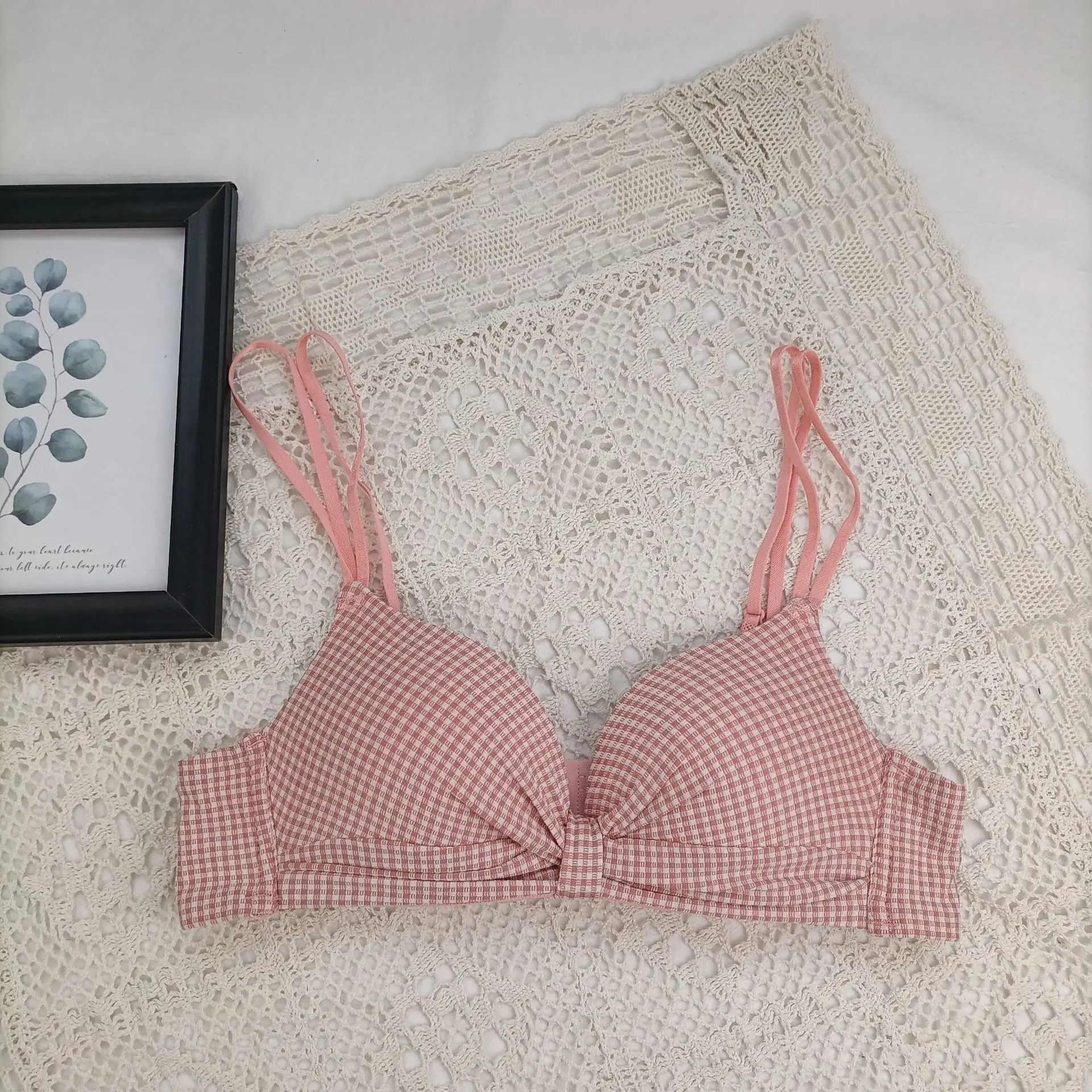 2021 Women\'s Sexy Bra Fashion Lattice Cotton Underwear Women Push Up Brassiere  Girl Comfortable Small Bra Female Sexy Lingerie