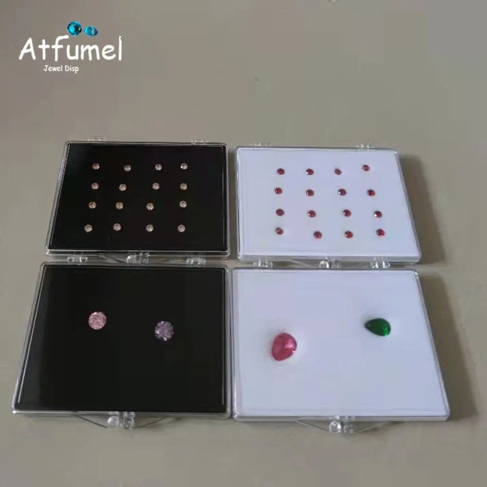 Gems Jewelry Display Box Diamond Organizer Gemstone Teaching Specimen Packaging Box Clear Earrings Stone Gems Storage Boxes